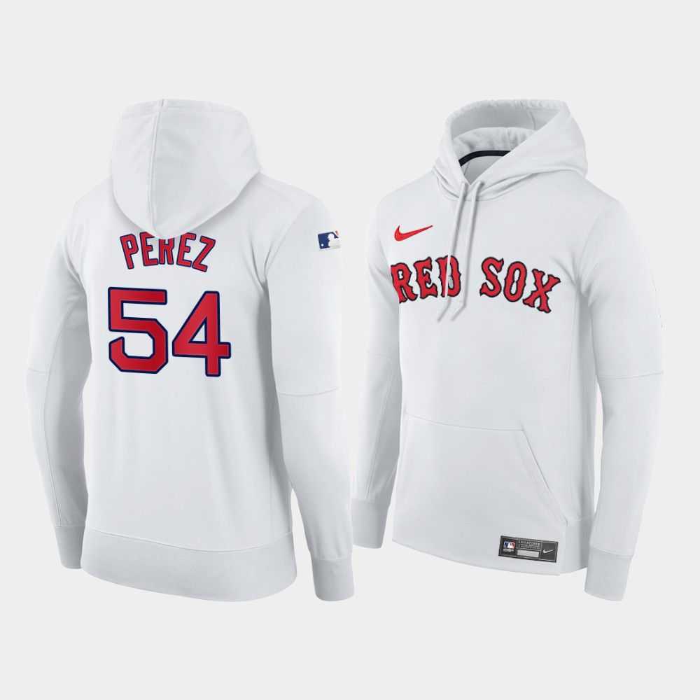 Men Boston Red Sox 54 Perez white home hoodie 2021 MLB Nike Jerseys